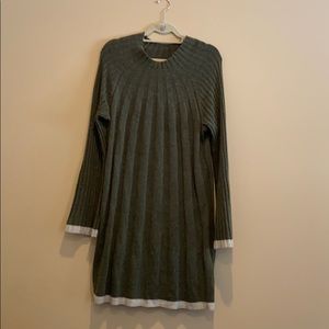 Green mockneck sweater dress